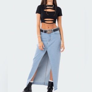 Edikted denim long skirt